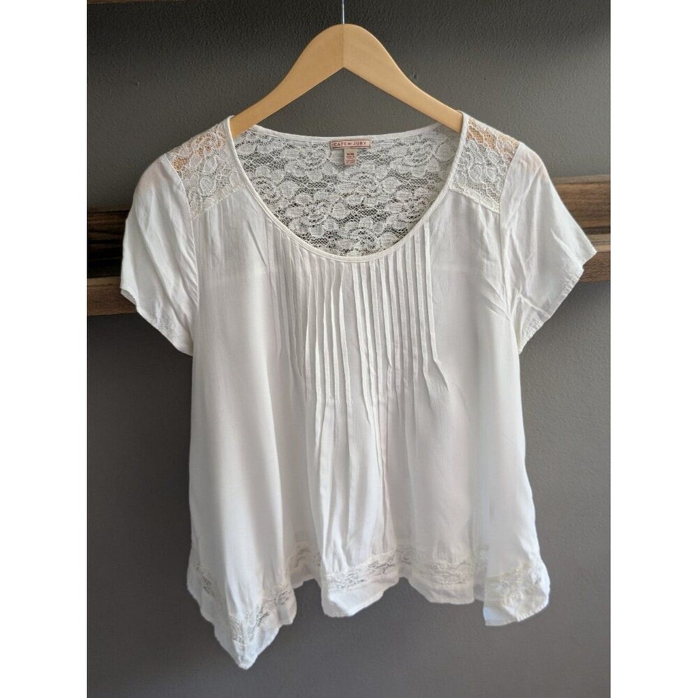 Cape Juby White Lace Boho Cottagecore Blouse Top Medium